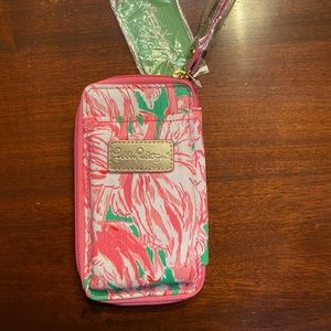 Lilly Pulitzer flamingo wristlet